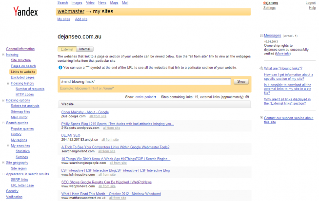 Yandex Webmaster Tools Yandex Webmaster Tools