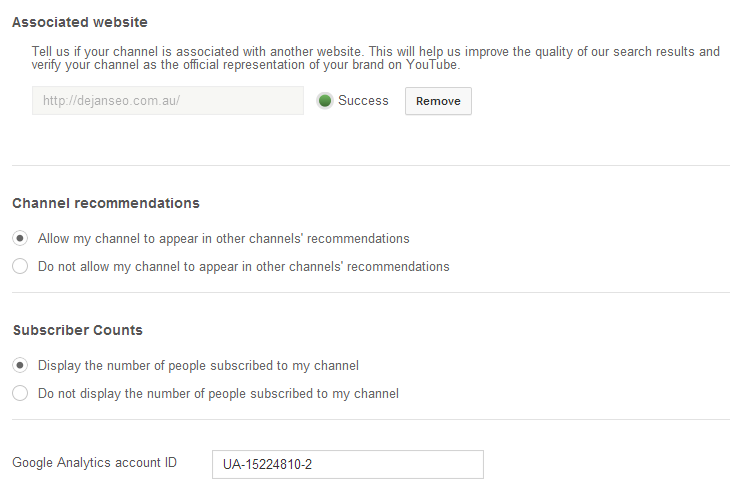 YouTube Advanced Settings